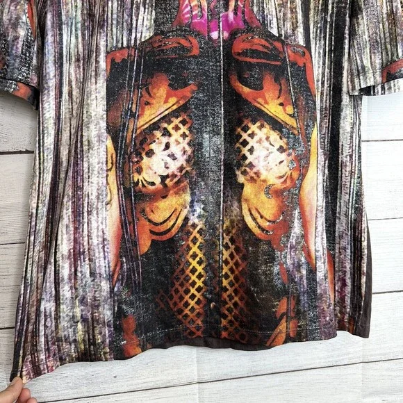 Hans Haveron Rare Signature Series Artist Mens Colorful Metallic Shirt Size XL